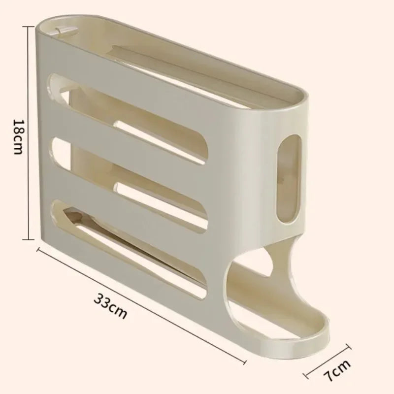 4 Layers Automatic Egg Holder Rack - Kitchen Fridge Egg Storage Organizer Dispenser Plastic Refrigerator Container