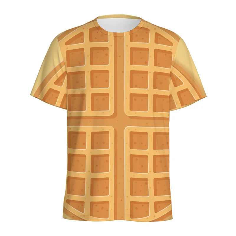 Cartoon Cookie Pattern T-shirt For Men Kids Summer Casual Short Sleeve 3D Printed T Shirts Loose Tops Streetwear O-Neck Tees