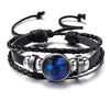 Luminous 12 Zodiac Constellation Sign Braided Couples Leather Bracelet For men Black Rope Charm Party Grow in the dark Jewelry