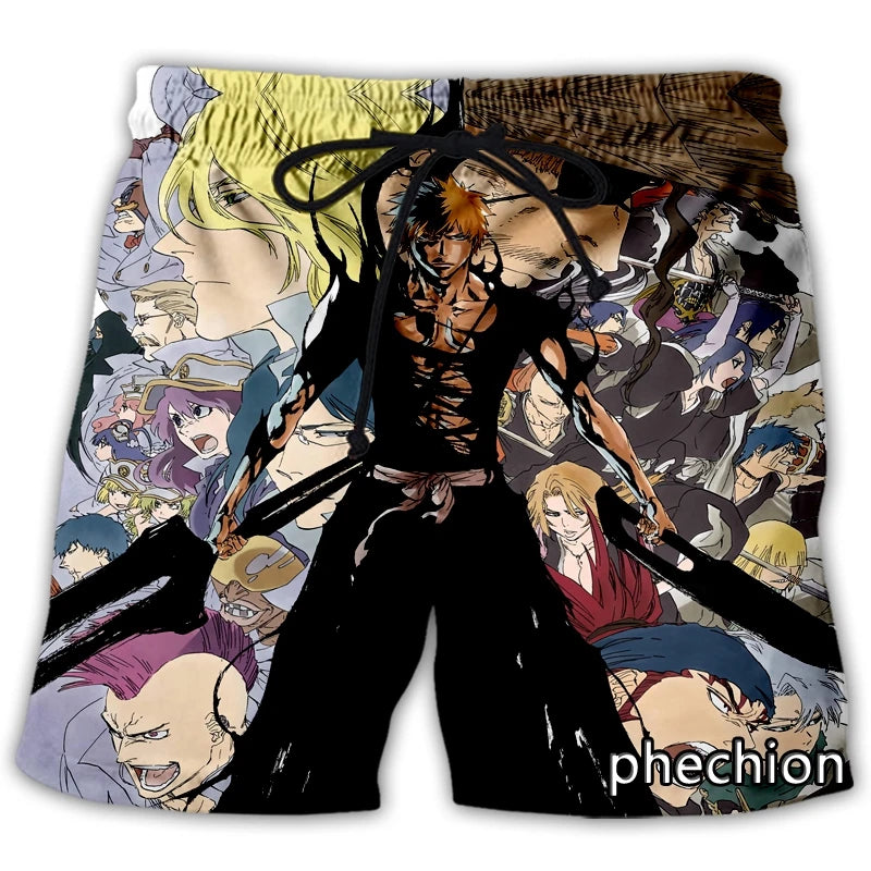 phechion New Fashion Men/Women Anime BLEACH 3D Print Casual Shorts Novelty Streetwear Men Loose Sporting Shorts L22