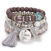Bohemian Beads Charm Bracelets & Bangles for Women Fashion Love Feather Tassel Bracelet Multilayer Bracelet Femme 2024New