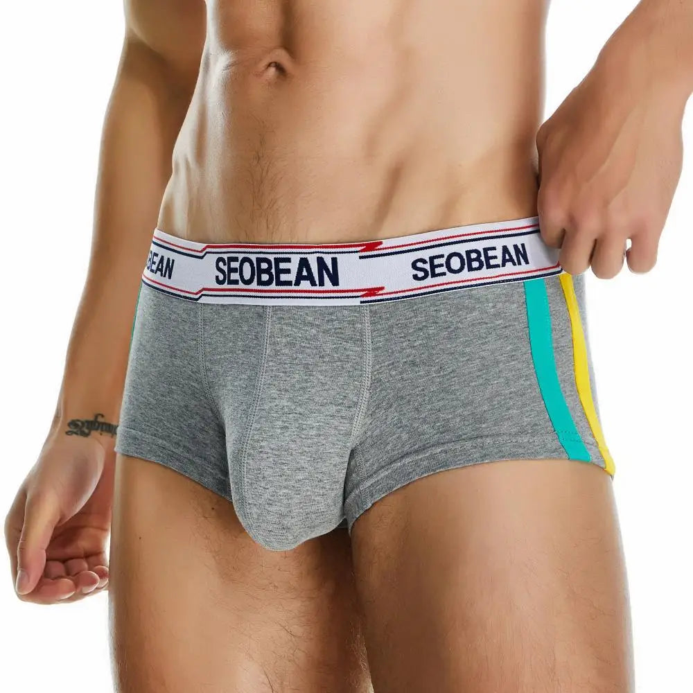 SEOBEAN Brand Men's Boxers Briefs Breathable Cotton Underwear Men Underpants Boxer Shorts U convex Bag 2023 New Boxer For Man