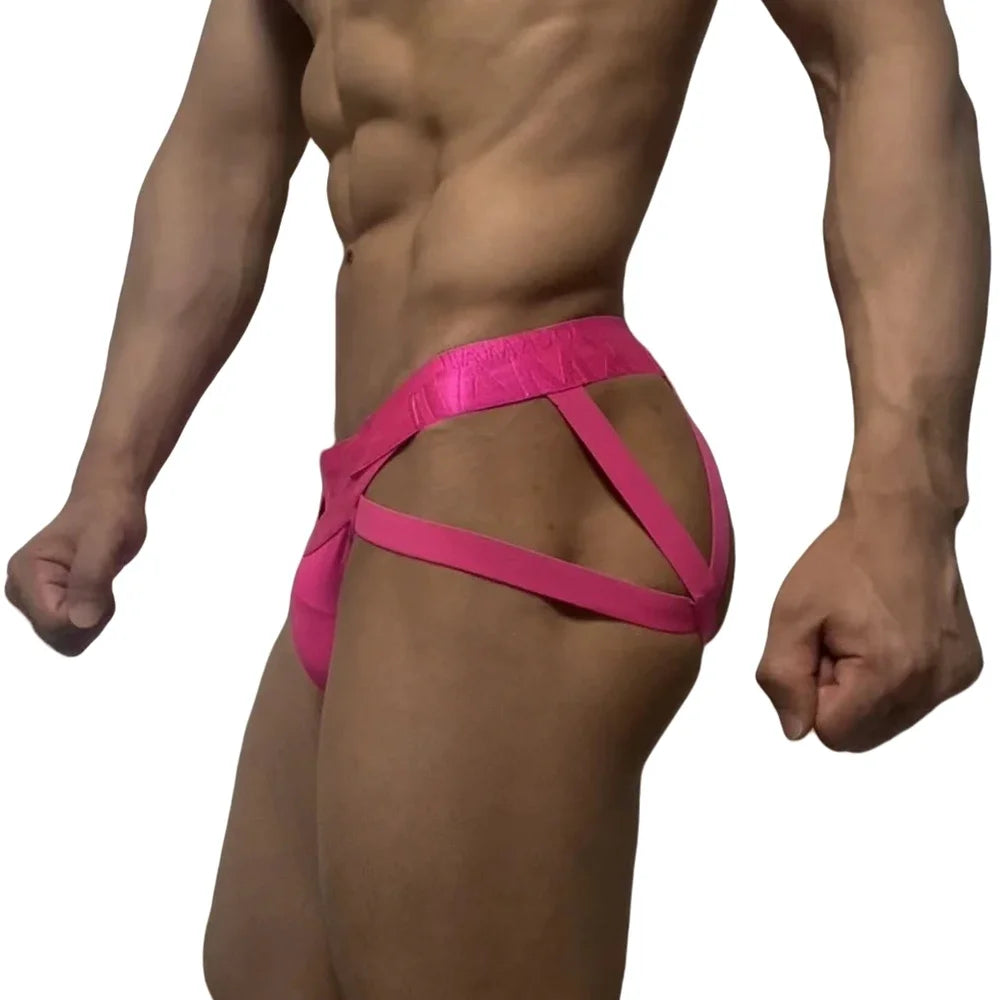 Jockmail Men Sexy G String Thong Erotic Jockstrap Bondage Gay Underwear Penis Pouch Strap  Hollow Lingerie Sissy Panties