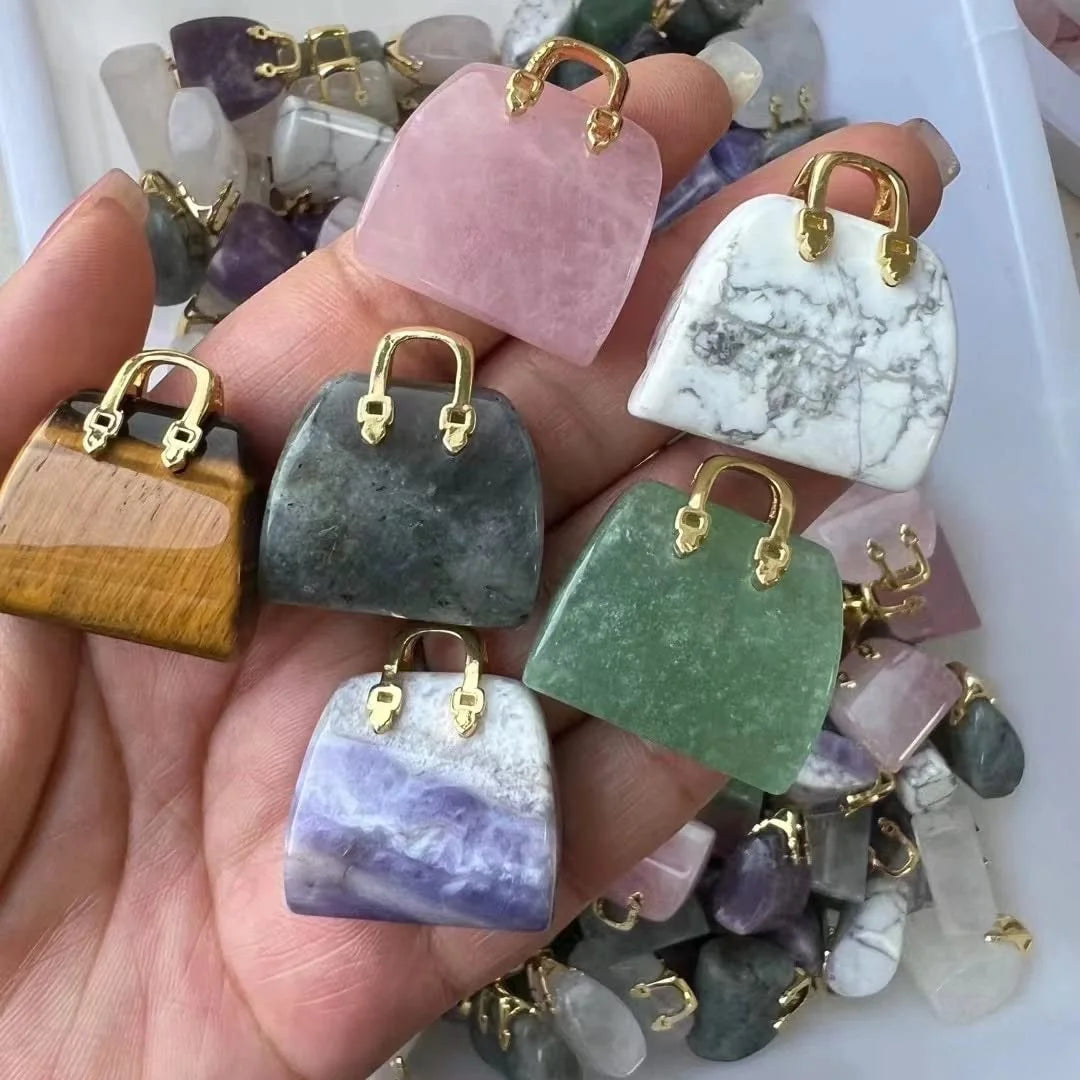 Crystal Handbag Gemstone Pendant Necklace