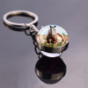 Horse Pattern Keychains White Brown Horse Racing Double Sided Glass Ball Pendant Key Chain Fashion Animal Jewelry Keyring Gift