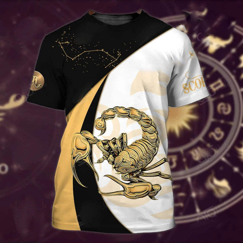 Animal Men's T Shirt Summer Short Sleeve Scorpion 3D Print Funny T-Shirts Fashion Casual Male Sportshirt Oversized Mens Clothing