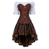 Steampunk Gothic Corset Dress Vintage Faux Leather Corset Renaissance Blouse Asymmetrical Floral Skirt Cosplay Pirate Costumes