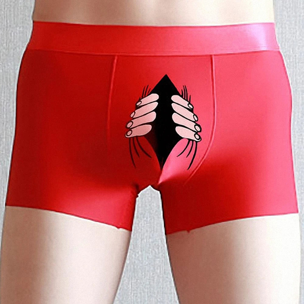Men Silk Underwear Cartoon Boxer Mens Boxers Creative Funny