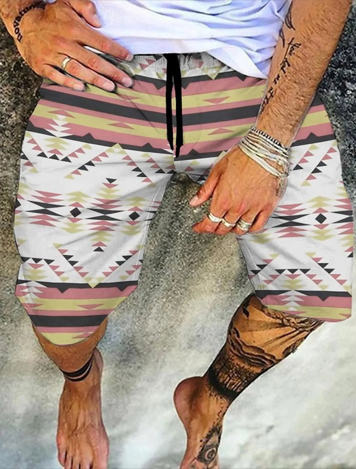 Men's Retro Swim Trunks 3D Ethnic Style Printed Beach Shorts Quick Dry Outdoor Leisure Sports Shorts Swimwear Men's Shorts