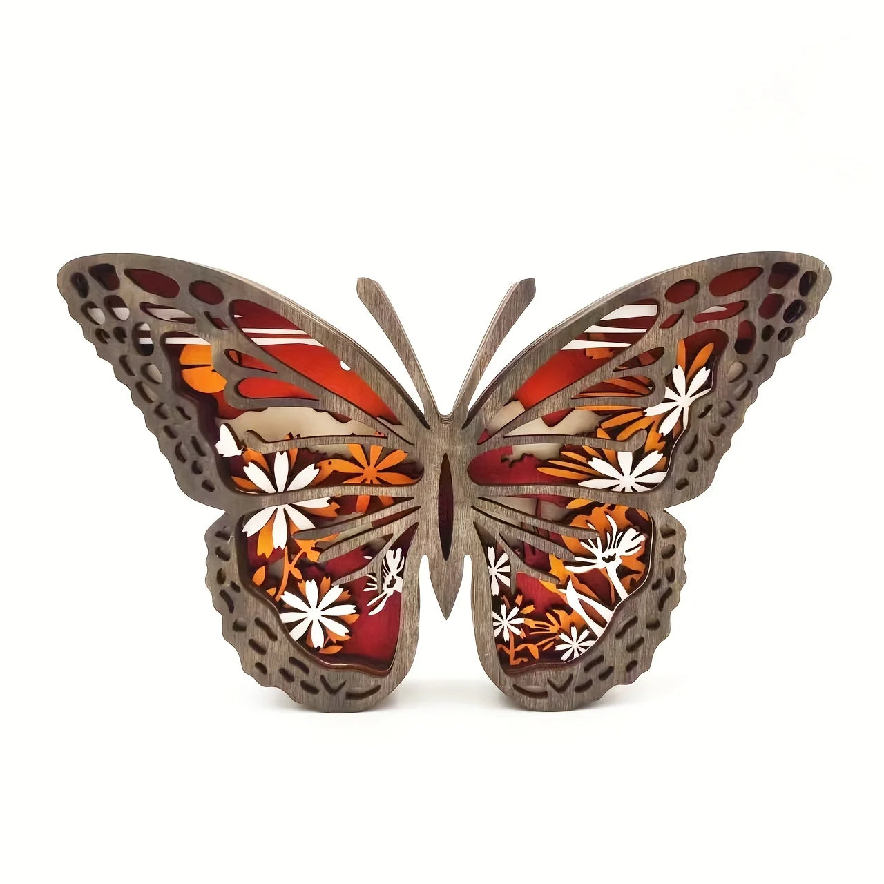 Wooden Hollow Christmas Animal Carving Desktop Home Craft Butterfly Ornament Living Room Decorative Accessory