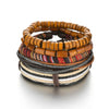 New Trendy Retro 4pcs/Set Bracelets & Bangles Men's Multilayer Black Leather Jewelry Charm Pulseiras Boyfriend Wristband