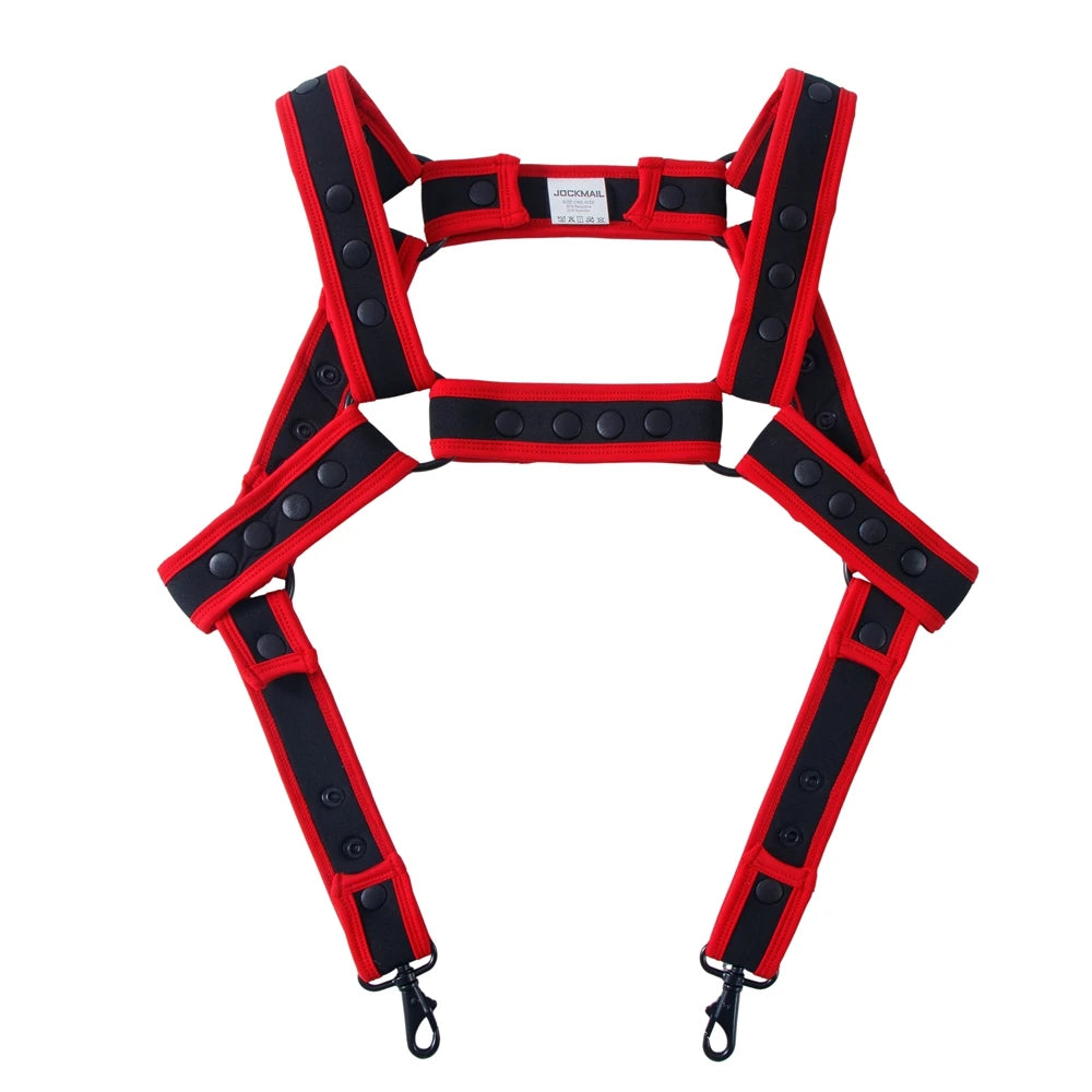 Men Elastic Crop Top Jockstrap Hollow Two Piece Lingerie Set Bodysuit Sexy Adjust Fetish Elastic High Waist Garter Body Harness