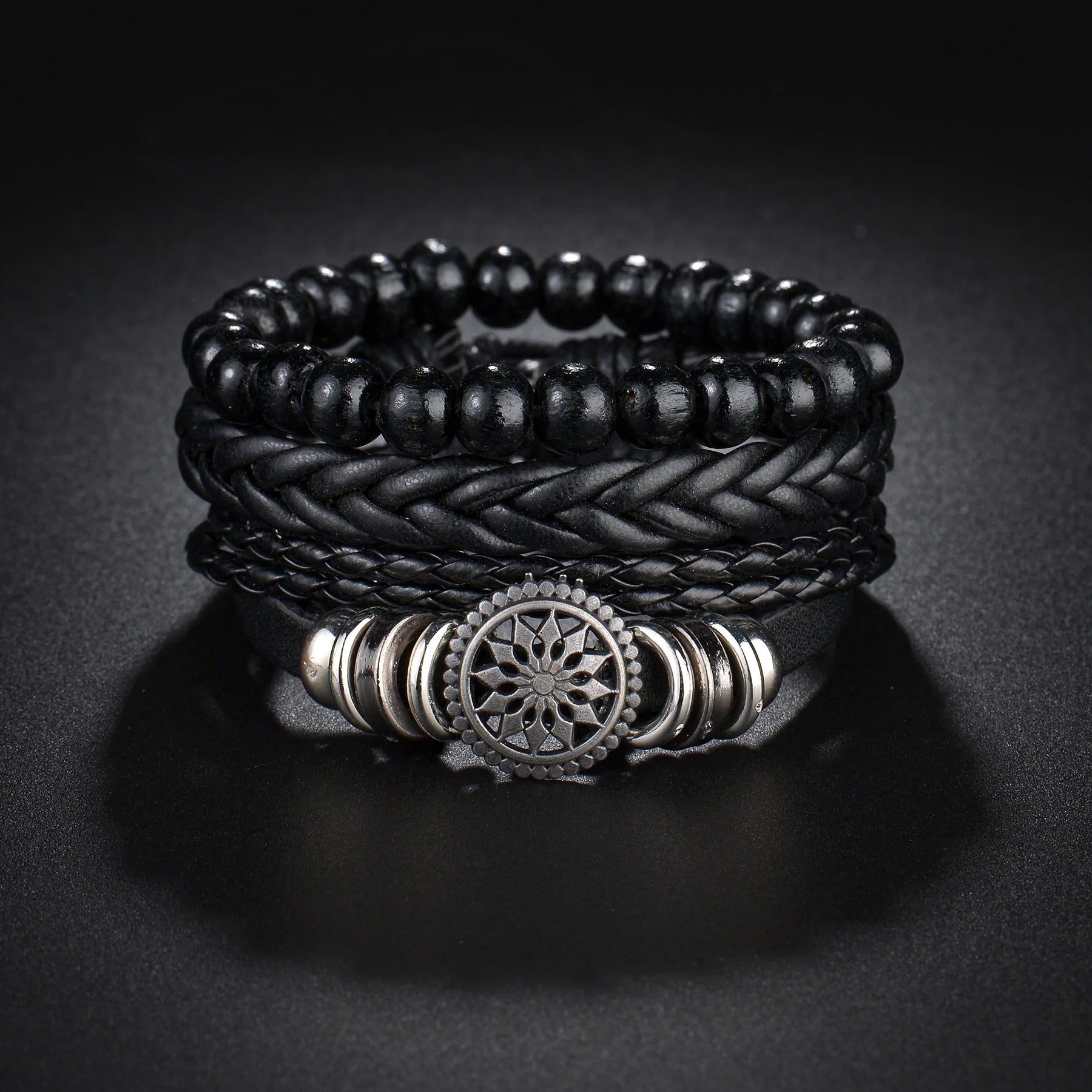 MeMolissa New Fashion Braided Wrap Leather Bracelets for Men High Quality Vintage Charm Wood Beads Ethnic Tribal Wristbands
