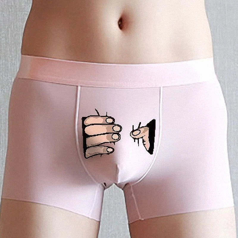 Men Silk Underwear Cartoon Boxer Mens Boxers Creative Funny