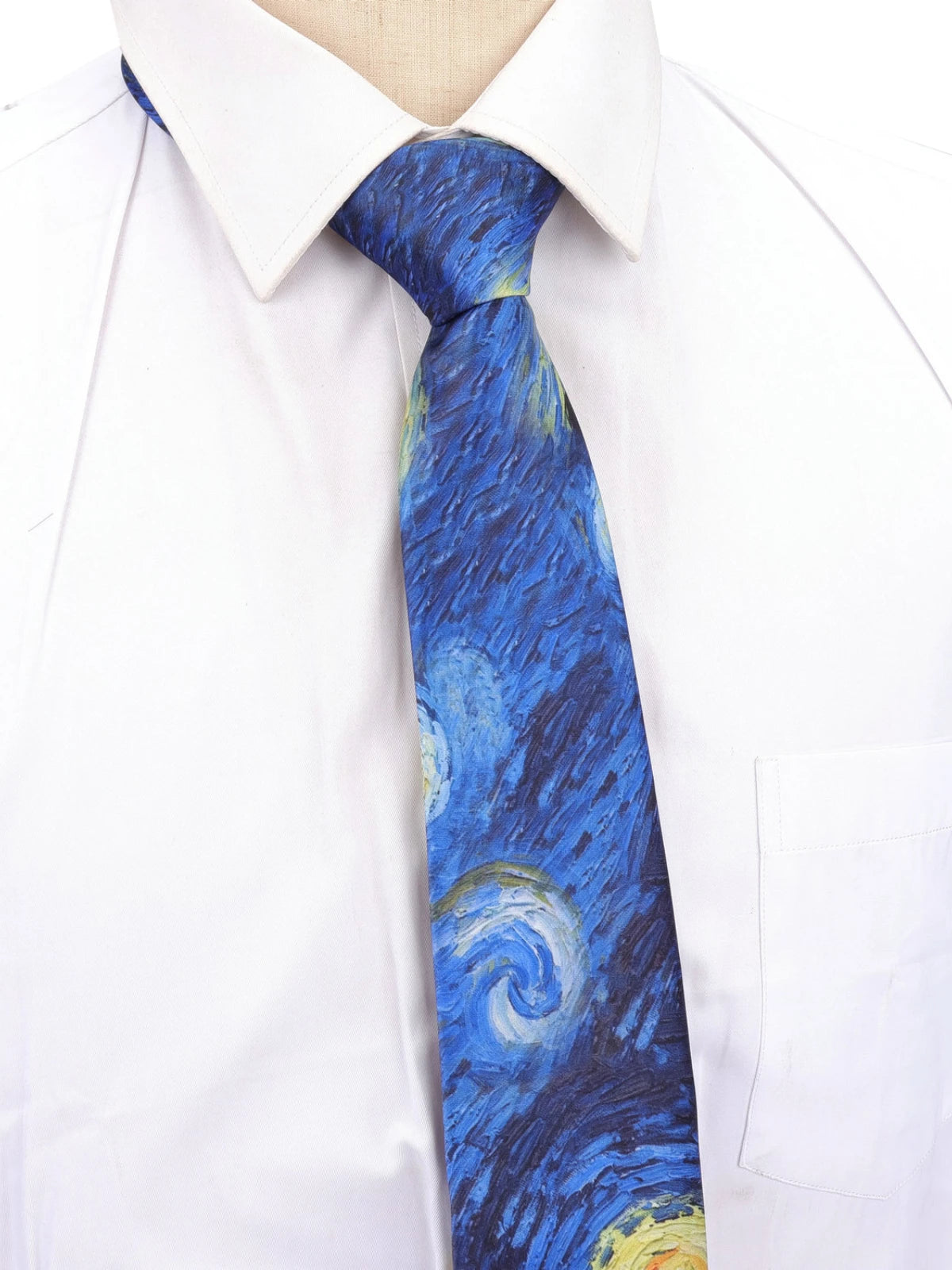 New Fashion Oil Painting Neck Ties For Men Star Moon Retro Fun 8cm Wide Slim Necktie Accessories Daily Wear Wedding Party Gifts