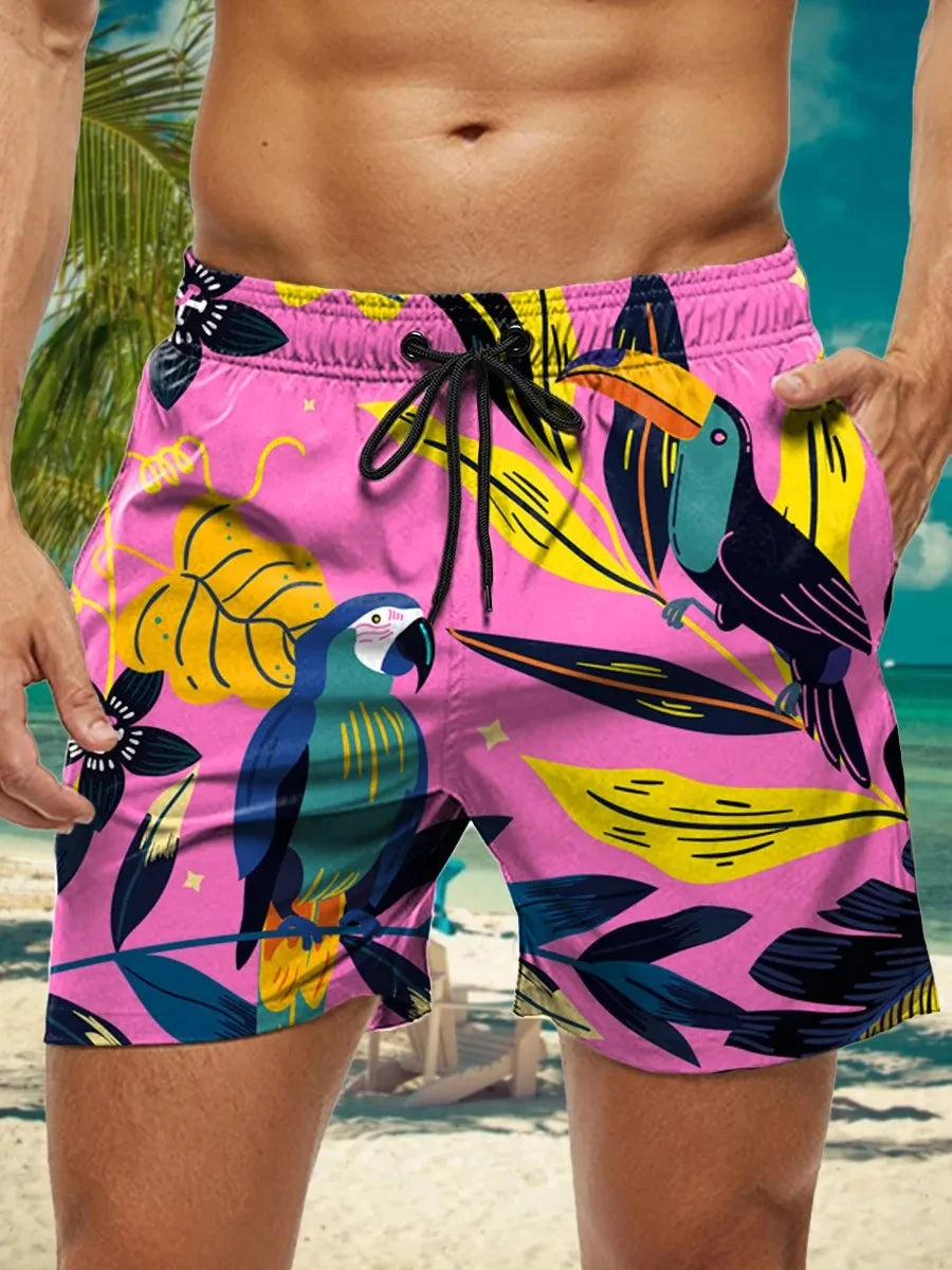 Men's Hawaiian Swim Trunks 3D Floral Print Beach Shorts Quick Dry Outdoor Leisure Sports Shorts Swimwear Fashion Men's Shorts