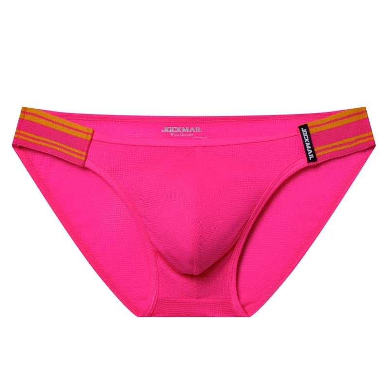 Men Bikini Briefs Sexy Underwear Gay Panties Comfortable Penis Pouch Slip Hombre Cuecas Male Underpants Nylon Mesh Quick Dry