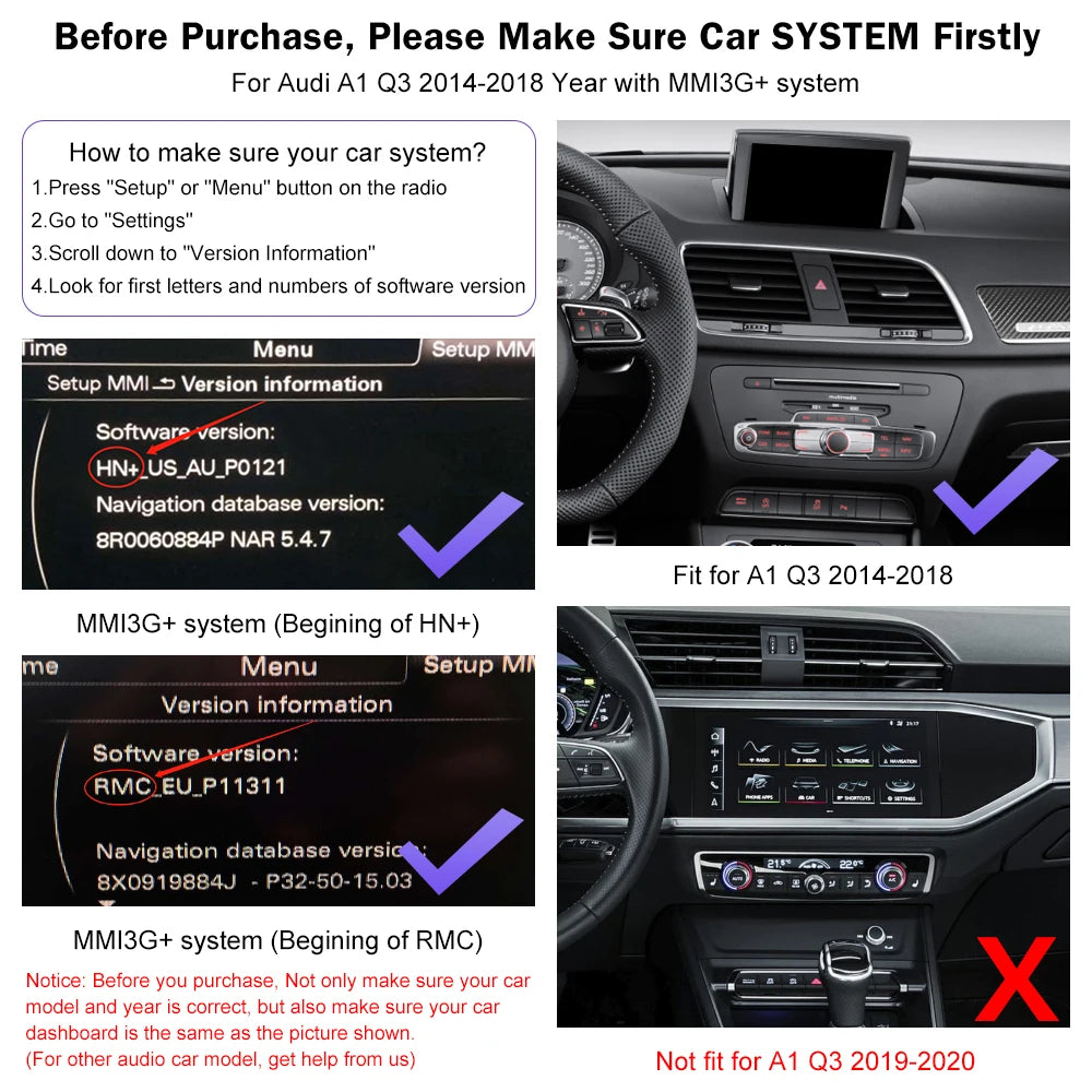 Road Top Wireless Carplay for Audi A1 Q3 2014-2018 Year Support Android Auto Mirrorlink Airplay Rear Camera Car Player
