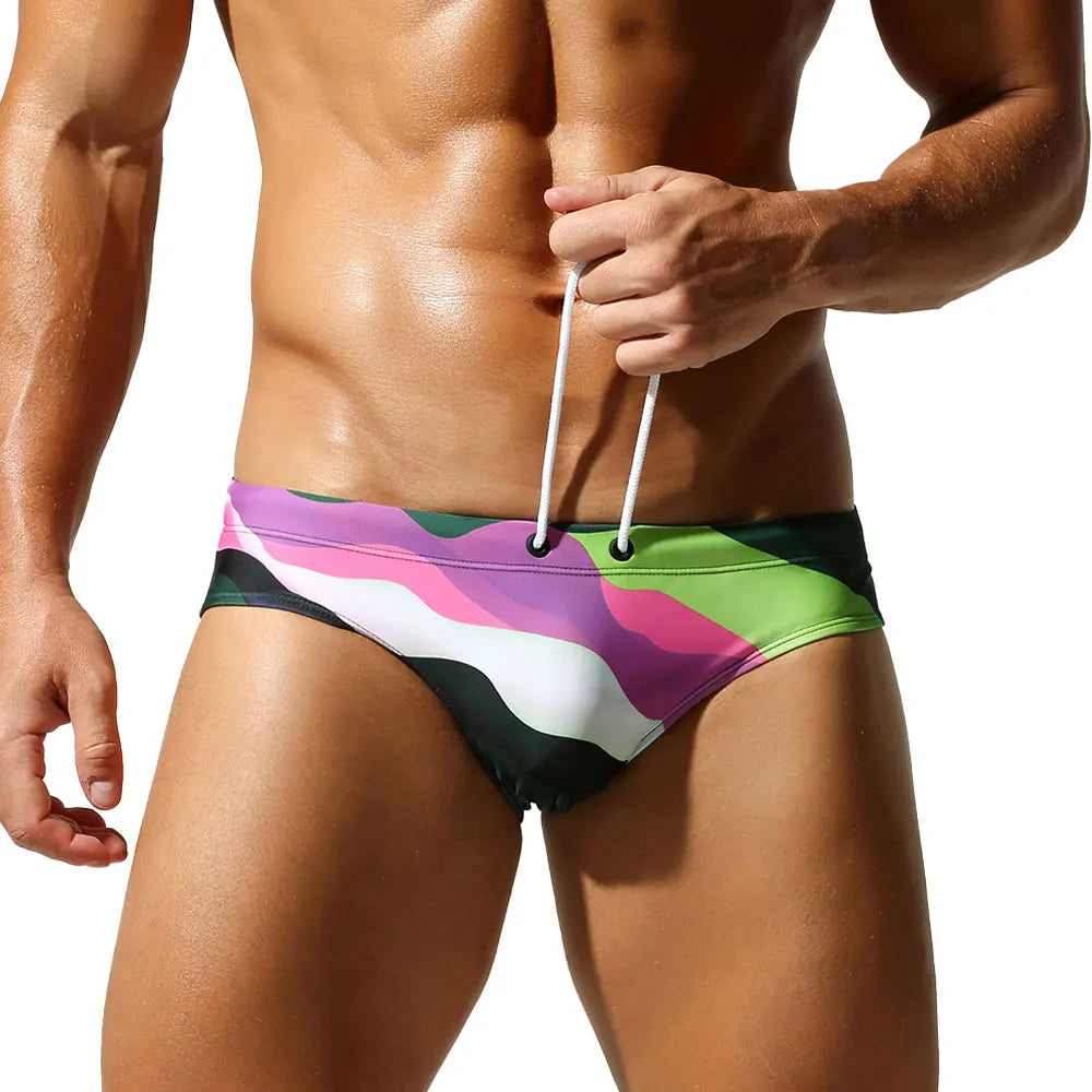 SEOBEAN Men's Swim Shorts Low-Waist Quick-Dry