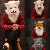 Movable Mouth Fox Mask Halloween Costume Cosplay Party Mouth Mover Wolf Masks Animal Panda Husky Orangutan Artificial Fur Mask