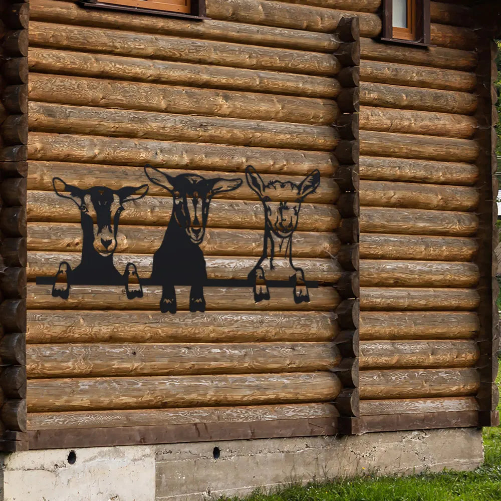 1Pc Indoor/Outdoor Iron Chic Goat Metal Wall Art for Living Room, Home & Garden, for Spring