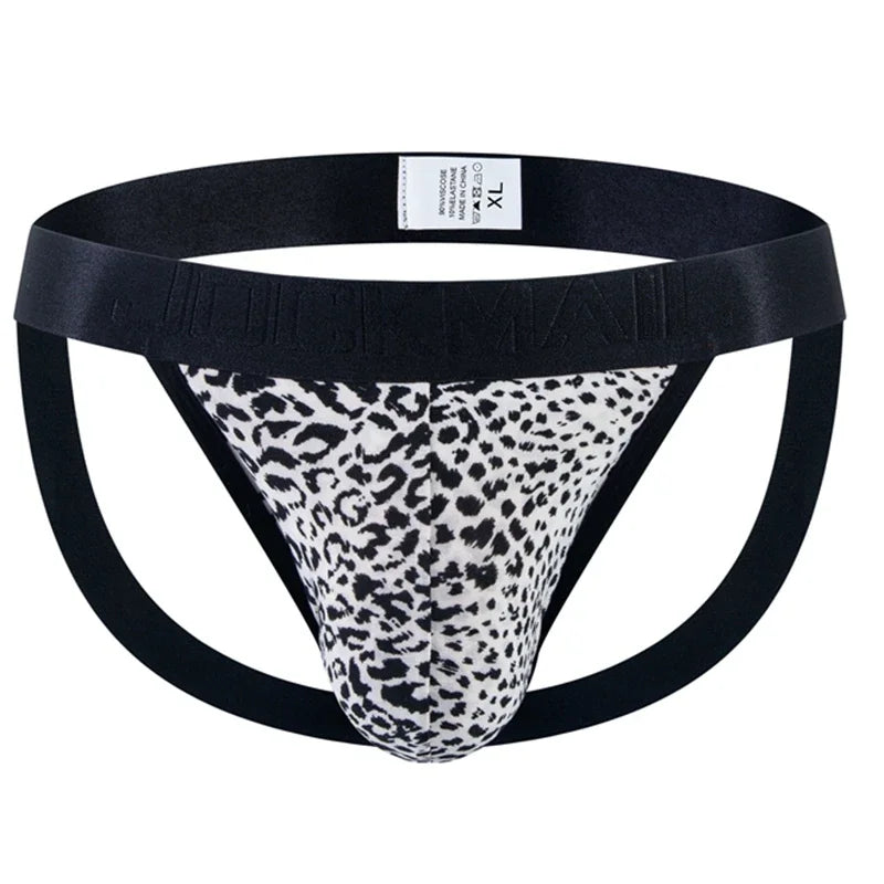 Jockmail Men Underwear Jockstrap Sexy Panties Leopard Thong T Back Pantys Lingerie G-string Panties Gay Underwear