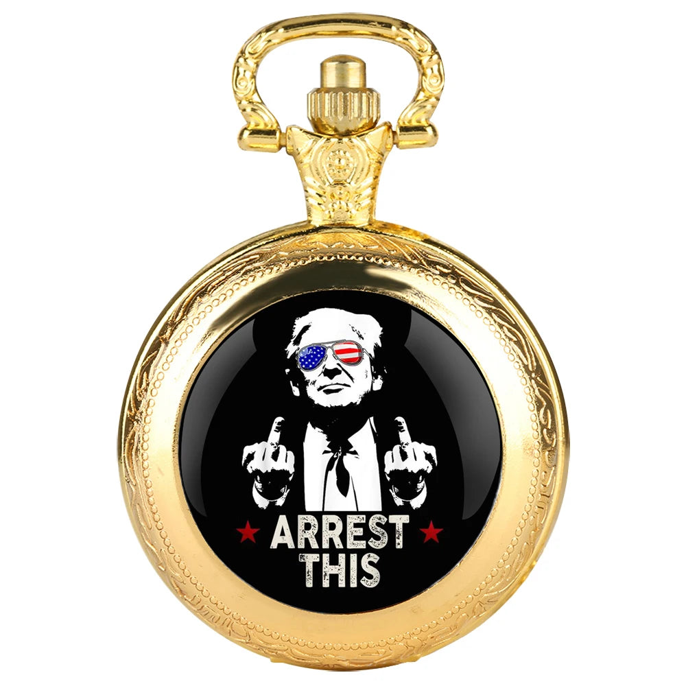 Trump Victory Pendant Quartz Pocket Watch Souvenir