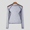 Party Nightclub Style Tops INCERUN Men's See-through Thin Design T-shirts Sexy Leisure Male Hot Sale Long Sleeved Camiseta S-3XL