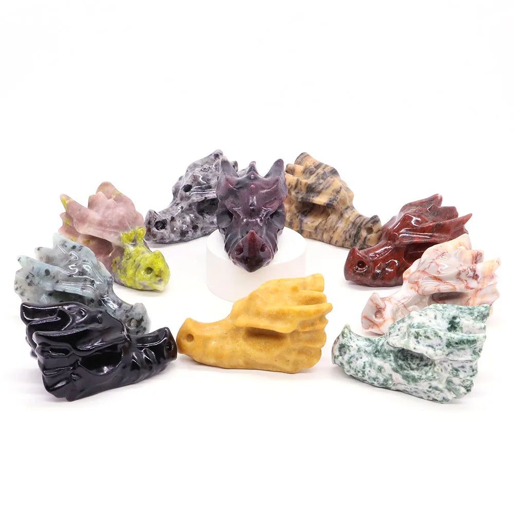 Dragon Head Statue Natural Gemstone