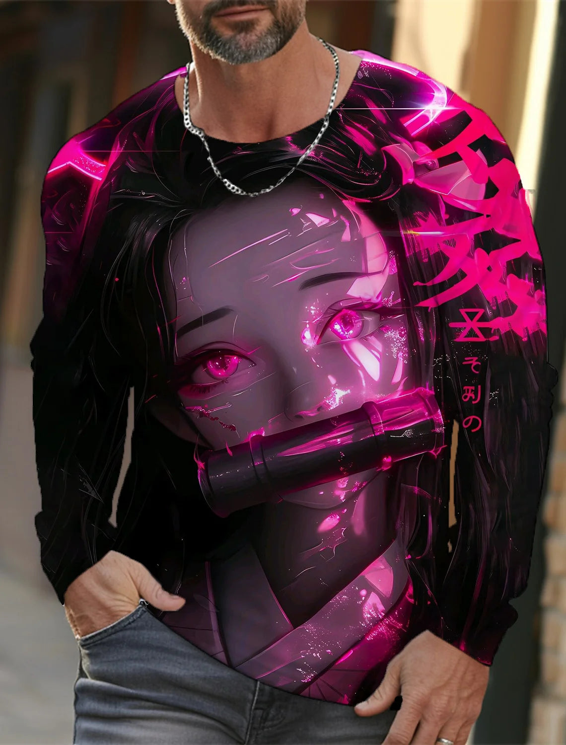 Men's long-sleeved T-shirt 3D printing animation HD pattern printing men's long-sleeved T-shirt autumn tops casual T-shirt
