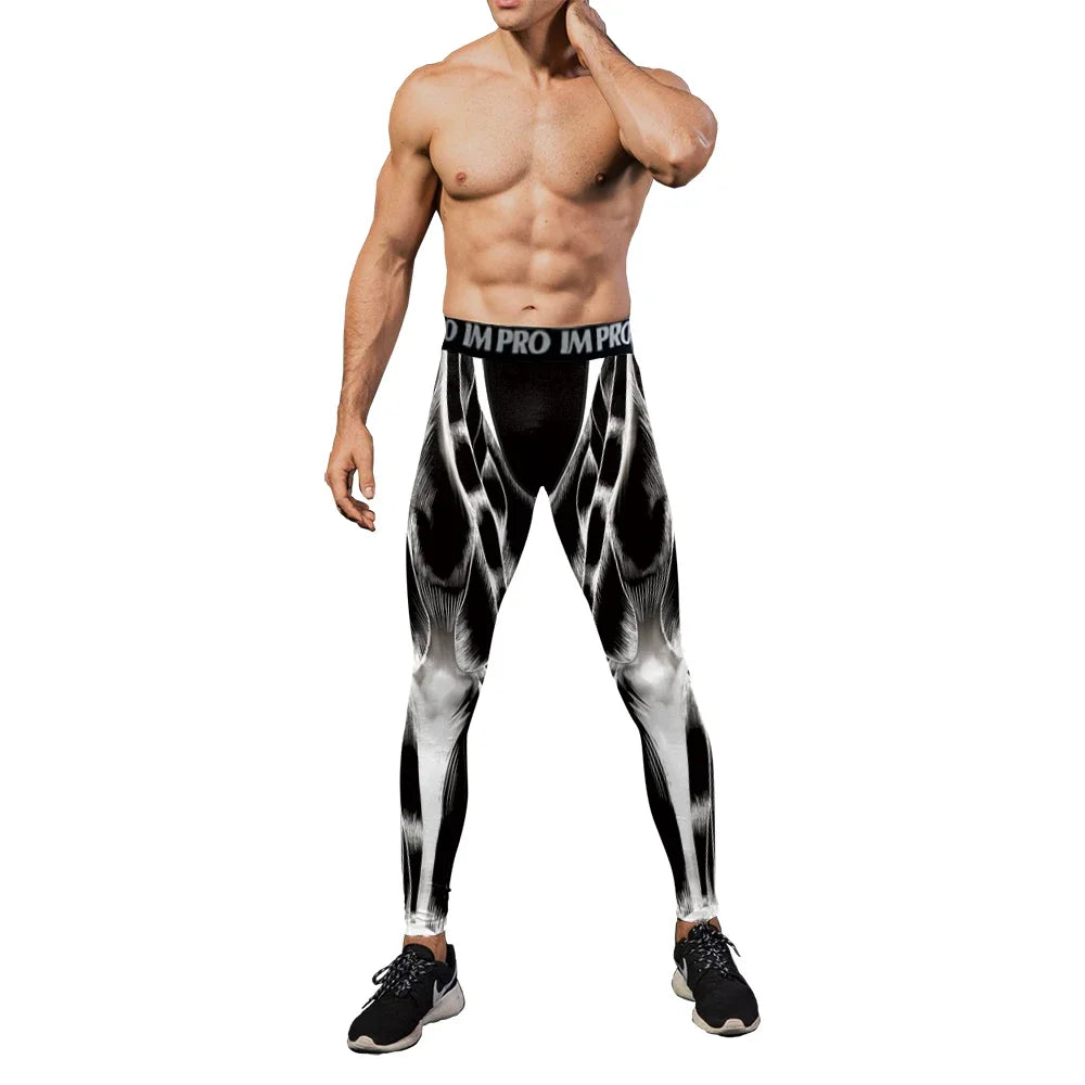 VIP FASHION 3D Muscle Printed Compression Leggings Gym Clothing Men Running Tights Jogging Pants Anime Party Cosplay Costume
