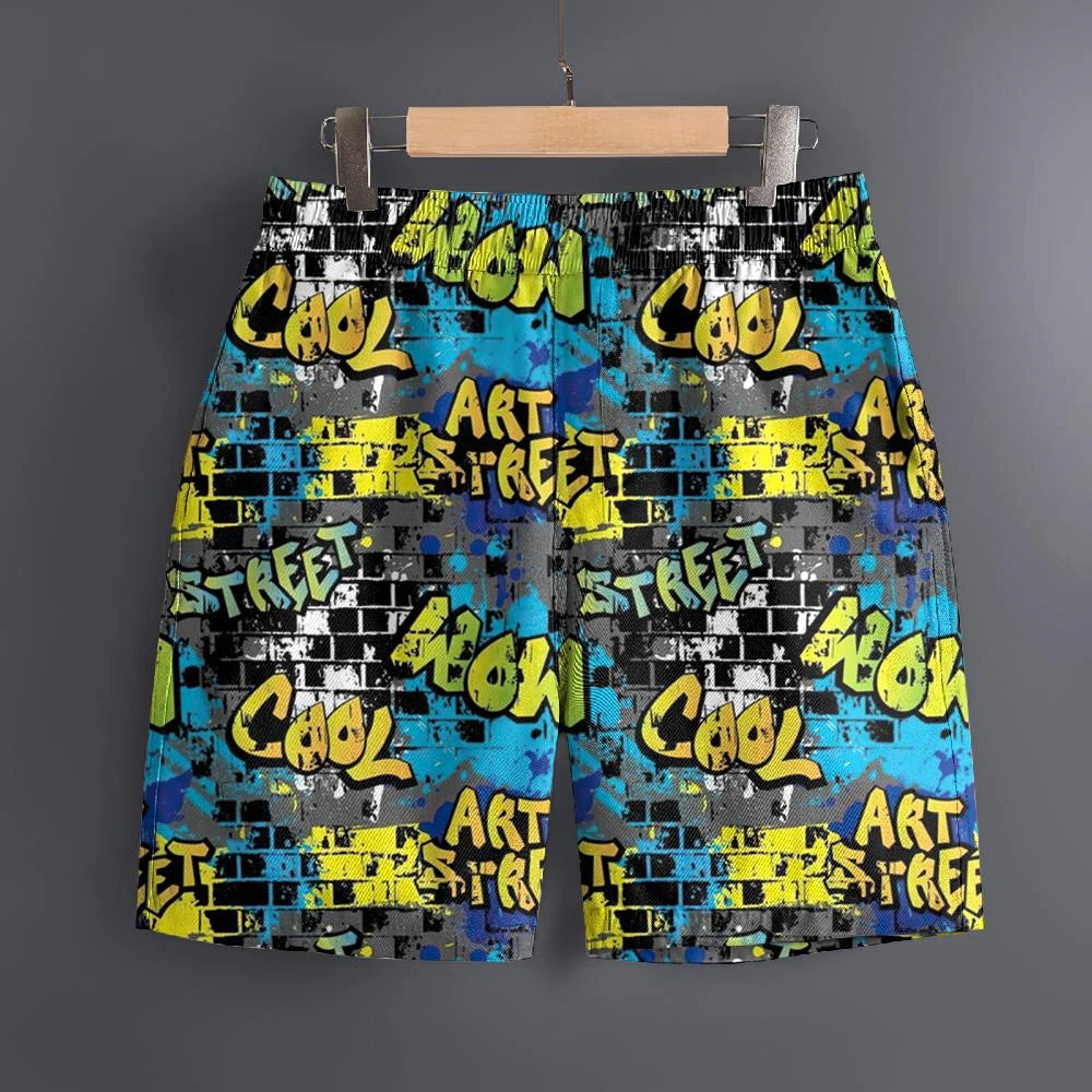 Men's Hawaiian 3D Comic Cartoon Pattern Beach Shorts Quick Dry Outdoor Leisure Sports Shorts Fashion Men's Shorts