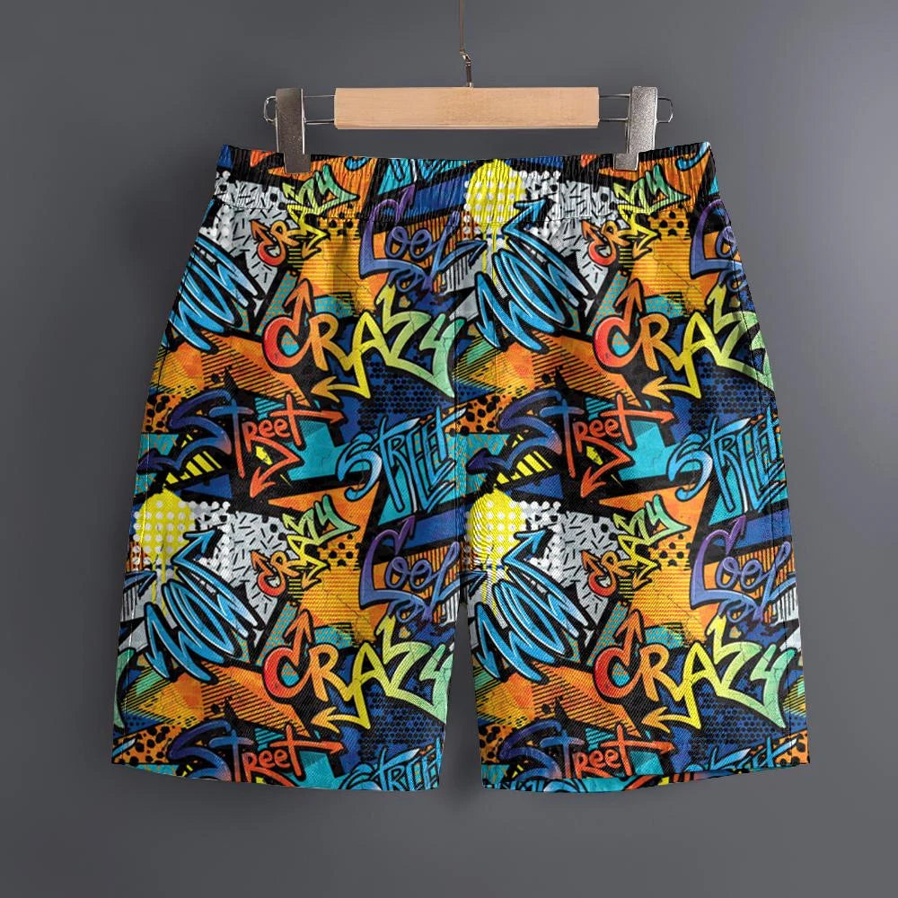 Men's Hawaiian 3D Comic Cartoon Pattern Beach Shorts Quick Dry Outdoor Leisure Sports Shorts Fashion Men's Shorts