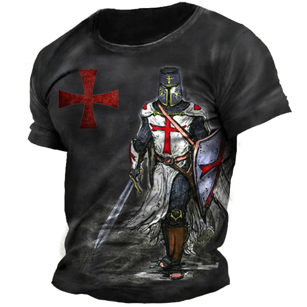 Fashion Retro Knights Templar 3D Printed Men's T-Shirts Summer Casual Streetwear Couple Tees Short Sleeve Tops Drop Shipping 5XL