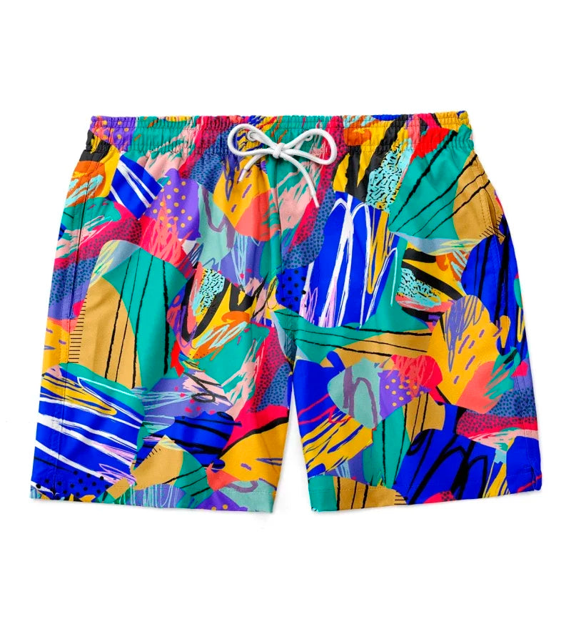 3D geometric print men's casual shorts Tropical summer style fashion shorts, quick-drying and comfortable close-fitting