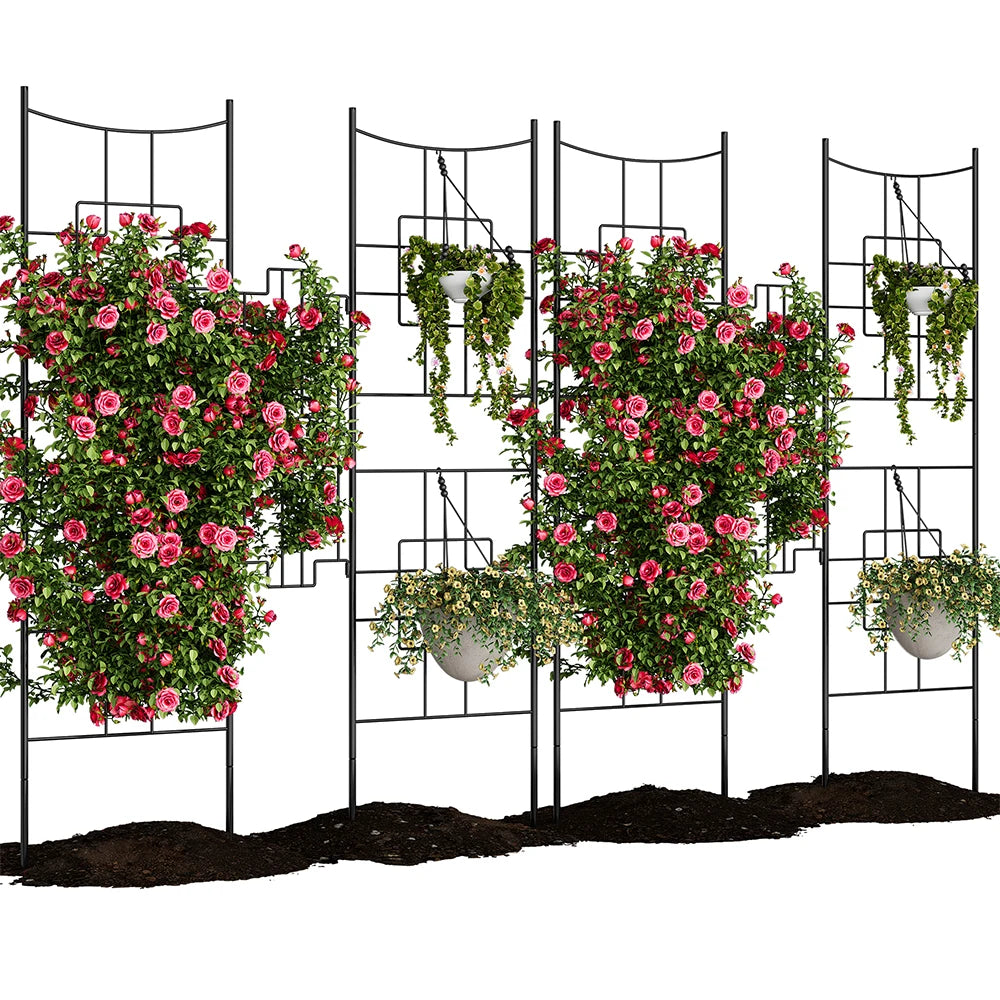 No Dig Dog Fence Outdoor - 66.9 Inch Tall Rustproof Animal Barrier with Gate, Decorative Garden Fence Panels for Yard Border