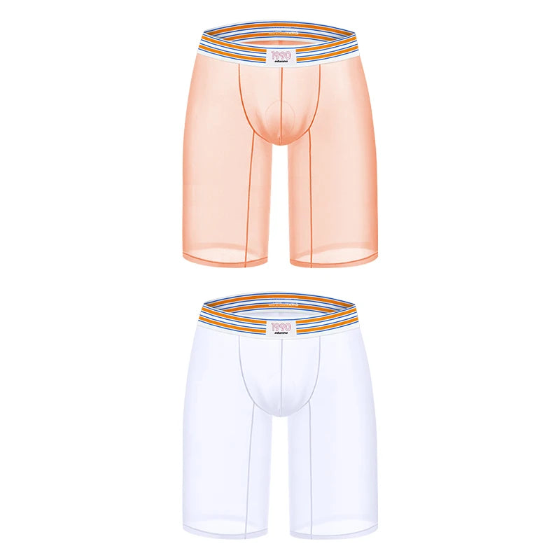 1/2/3PCS Men's Ice Silk Boxers Transparent Boxers 0.01 Ultra-thin Fabric See Through Underpants Seamless Underwear Boxer Shorts