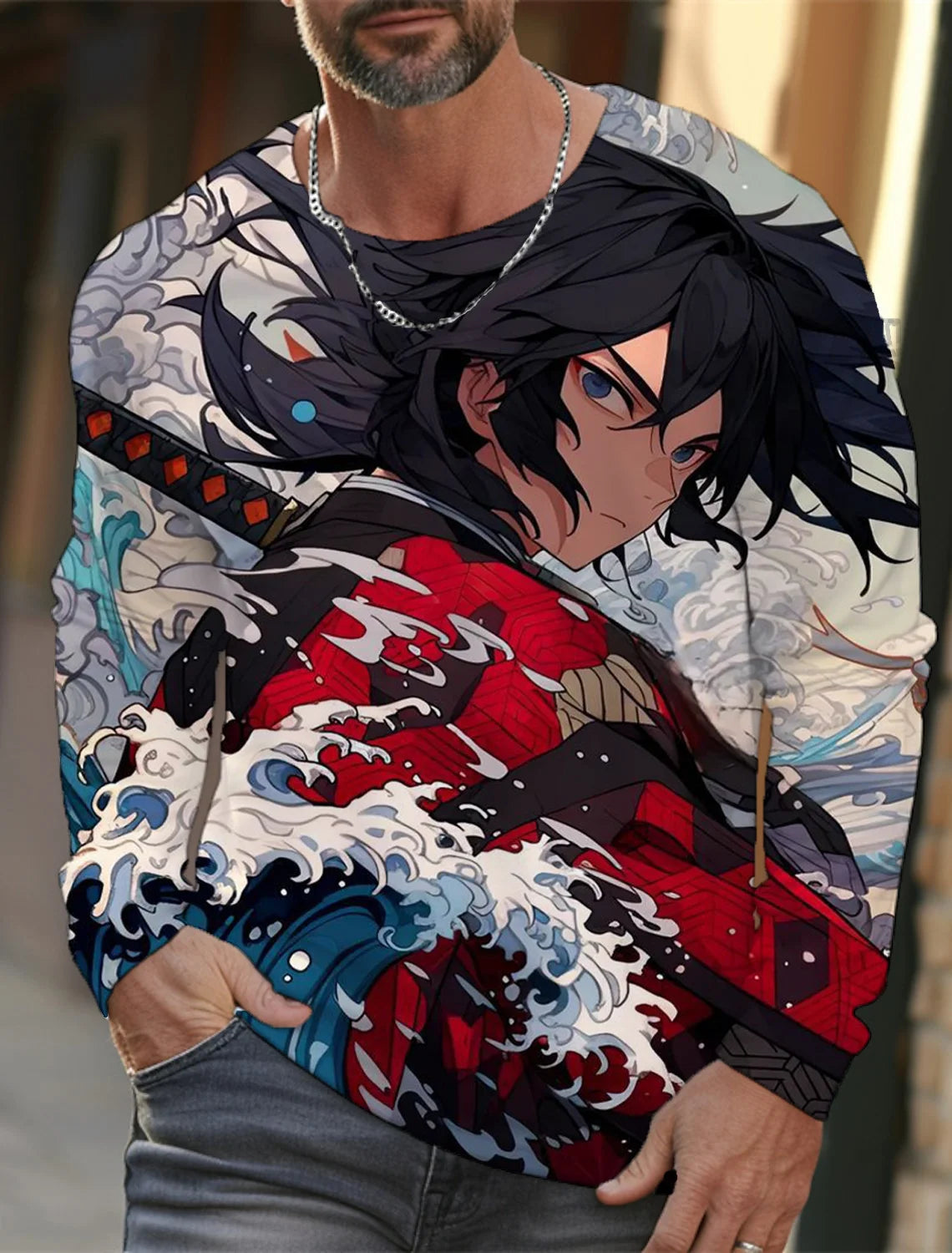 Men's long-sleeved T-shirt 3D printing anime printing men's long-sleeved T-shirt autumn tops HD pattern printing T-shirt
