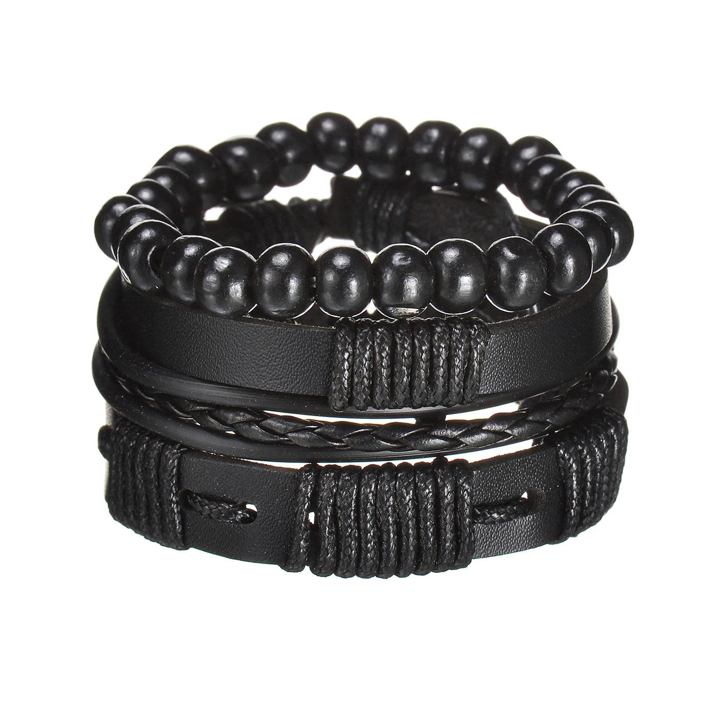 MeMolissa New Fashion Braided Wrap Leather Bracelets for Men High Quality Vintage Charm Wood Beads Ethnic Tribal Wristbands