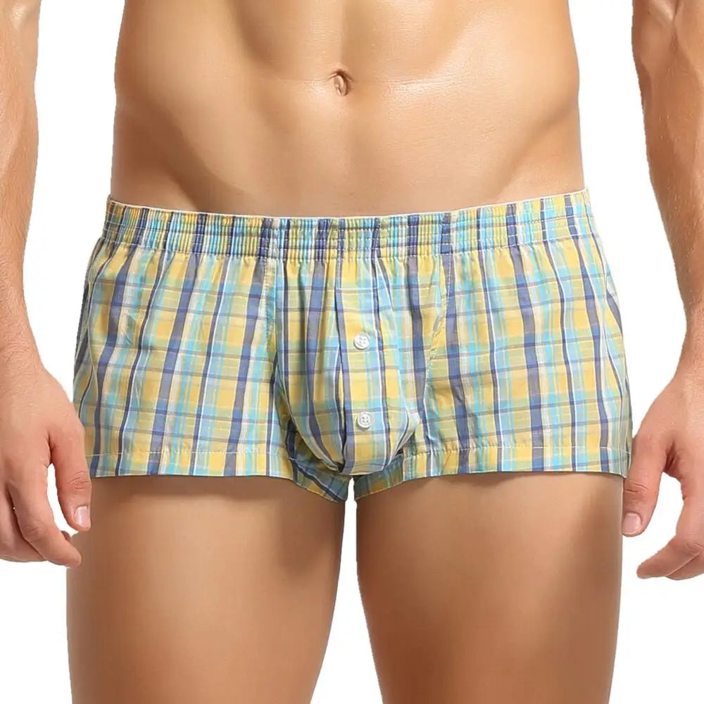 100% Cotton Men's Plaid Boxer Shorts Arrow Panties Men Underwear Boxers Home Lounge Shorts Male Underpants Men Sleep Bottoms