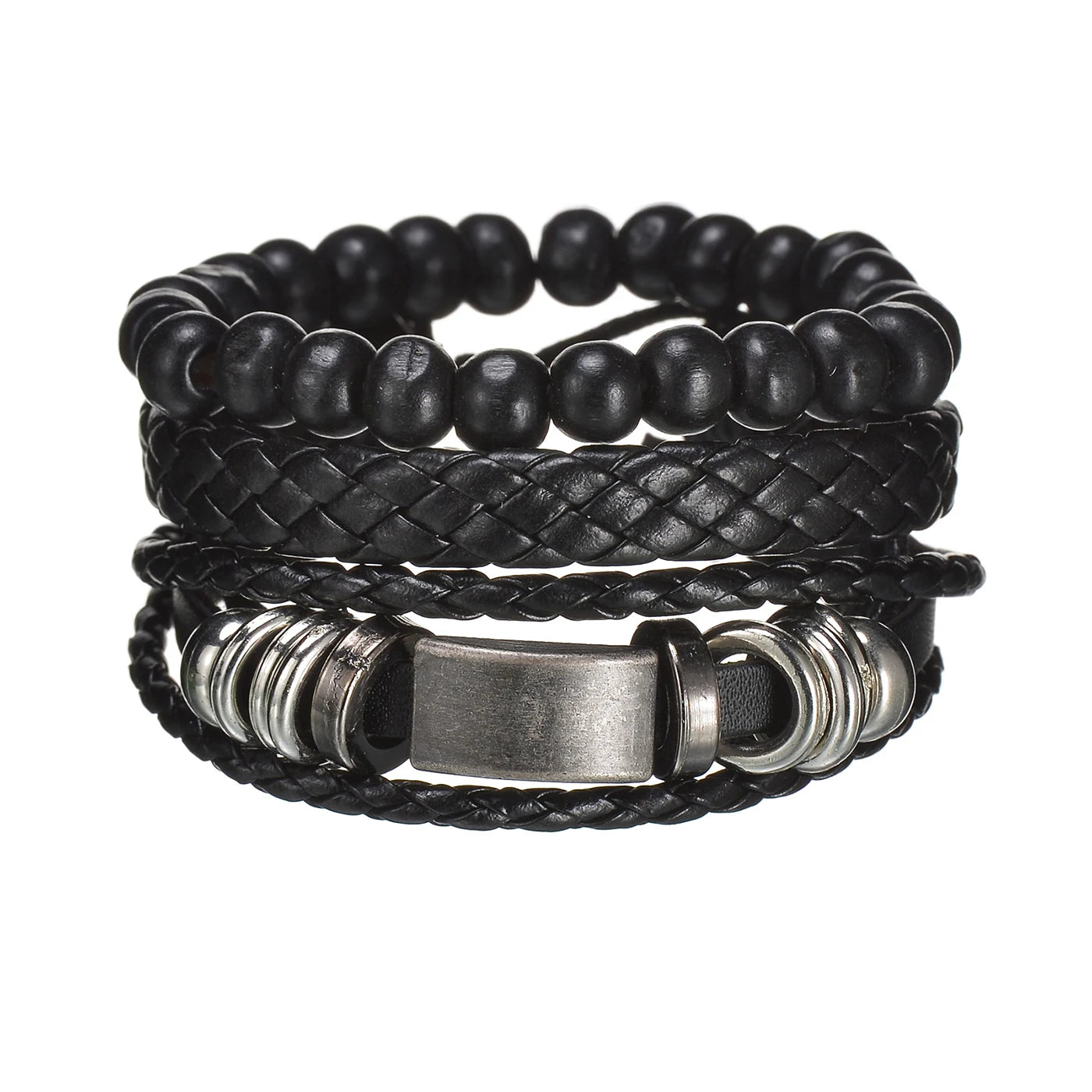 MeMolissa New Fashion Braided Wrap Leather Bracelets for Men High Quality Vintage Charm Wood Beads Ethnic Tribal Wristbands