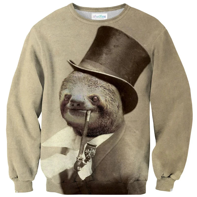 Funny Animal Pattern Sweatshirt Men's Clothing Hip Hop Cool Street Pullover Top 3D Print Cute Pig Sloth General Harajuku Hoodie