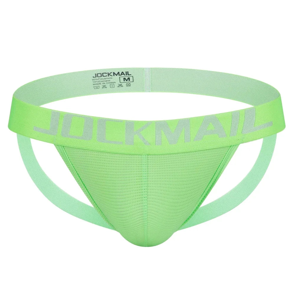 Jockmail Mens Jockstrap Mens Panties Sexy Tangas Mesh Ice Silk Gay Men Underwear Sissy Calzoncillos Hombre Slip Thong Fashion