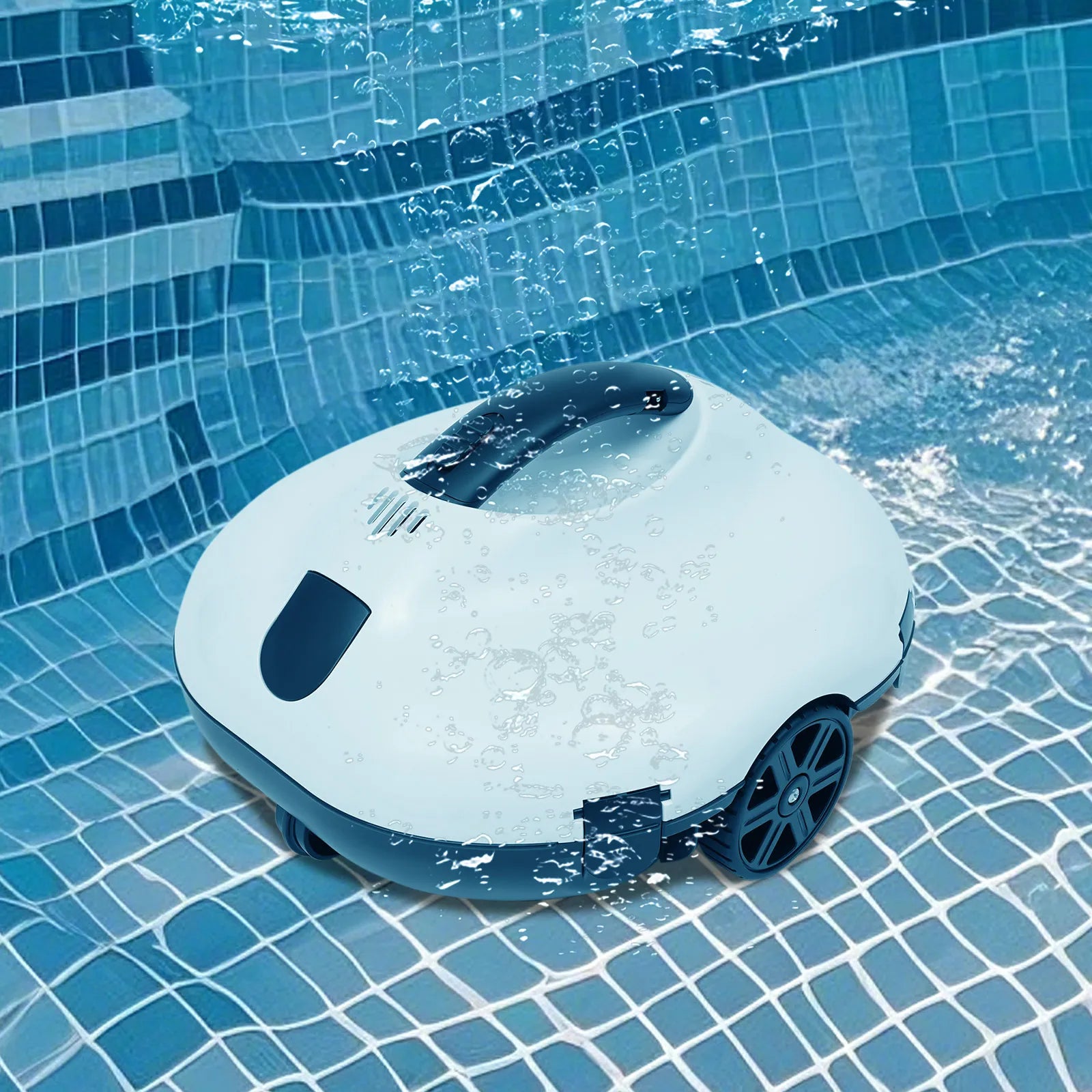 Automatic Robotic Pool Cleaner with Two Suction Inlets and Intelligent Path Planning Fits Capturing Sand Stones Hair and Debris