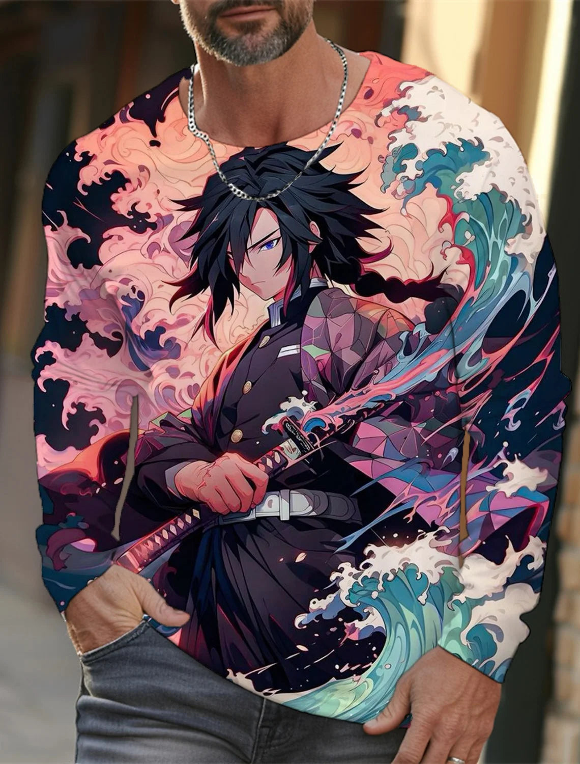 Men's long-sleeved T-shirt 3D printing anime printing men's long-sleeved T-shirt autumn tops HD pattern printing T-shirt