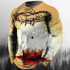 Fashion Casual Men's Long Sleeve T-Shirt 3d Printed Retro Jesus Christ Street Personality Loose O Collar Harajuku Oversized Top
