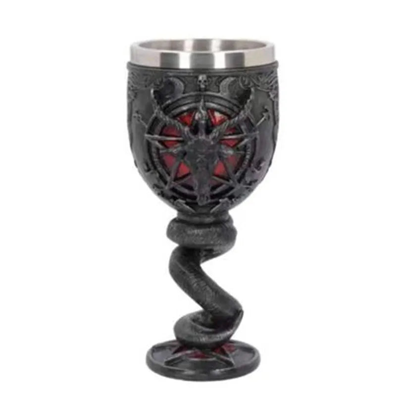 3D Goblet Cup Mini Beer Mug  Coffee Mugs Wine Glass Resin Stainless Steel Iron Tankard Sword  Dragon Wolf Map Drinkware Viking