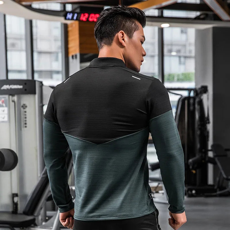 Mens Gym Compression Shirt Male Rashgard Fitness Long Sleeves Running Clothes