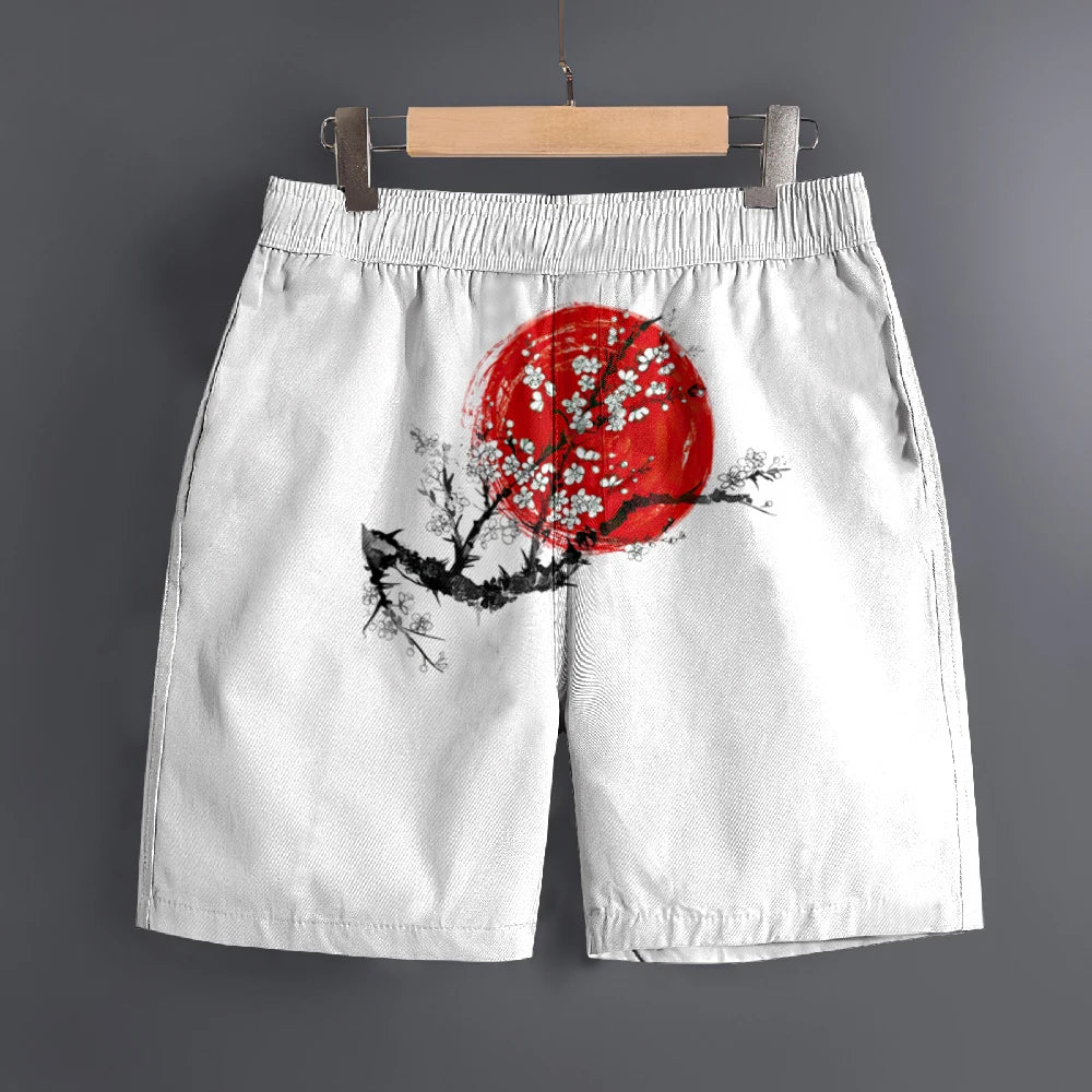 Men's Hawaiian 3D Japanese Pattern Beach Shorts Quick Dry Outdoor Leisure Sports Shorts Fashion Men's Shorts