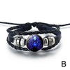 12 Constellation Gem Leather Bracelet Men Women Glass Bracele Couple Leather Multilayer Weave Birthday Gift Bangle Gem